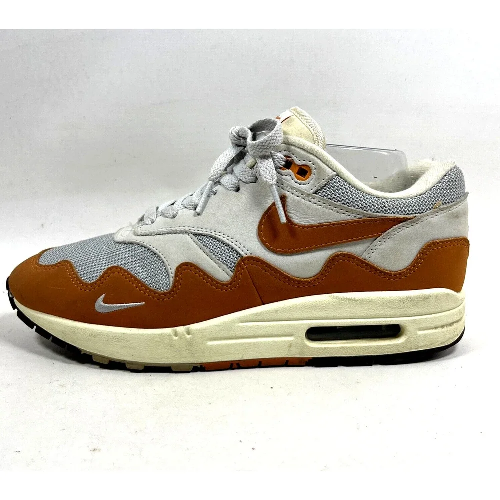 NIKE Air Max 1 Patta Monarch Mens 8 Leather Metallic Sneakers DH1348-001 Orange